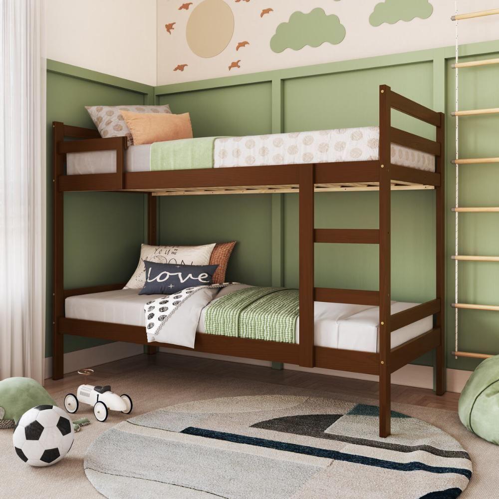 Miniatura Beliche De Madeira Maciça Para Colchão 88x188cm Multimóveis Cr35272 Walnut