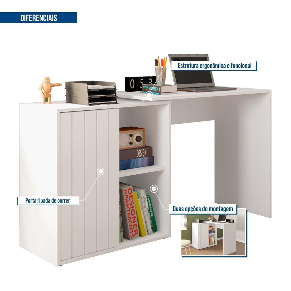 Miniatura Escrivaninha para Escritório com 1 Porta Ripada Start Branco Fosco