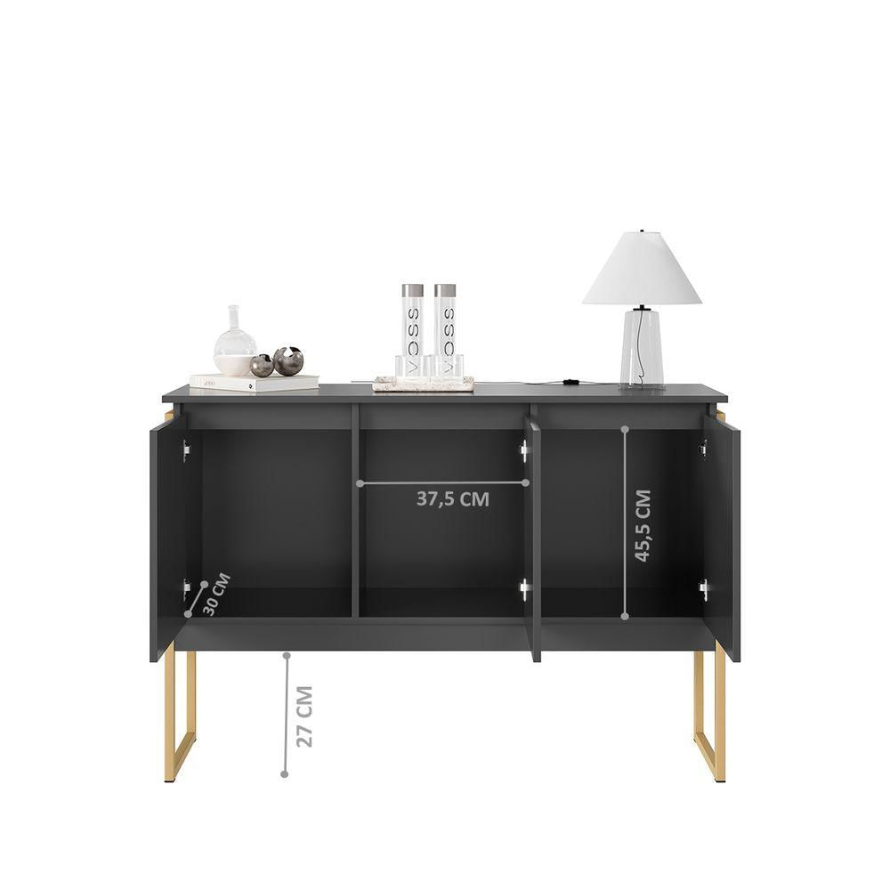 Miniatura Buffet Classico Com 3 Portas Veneza Preto Dourado