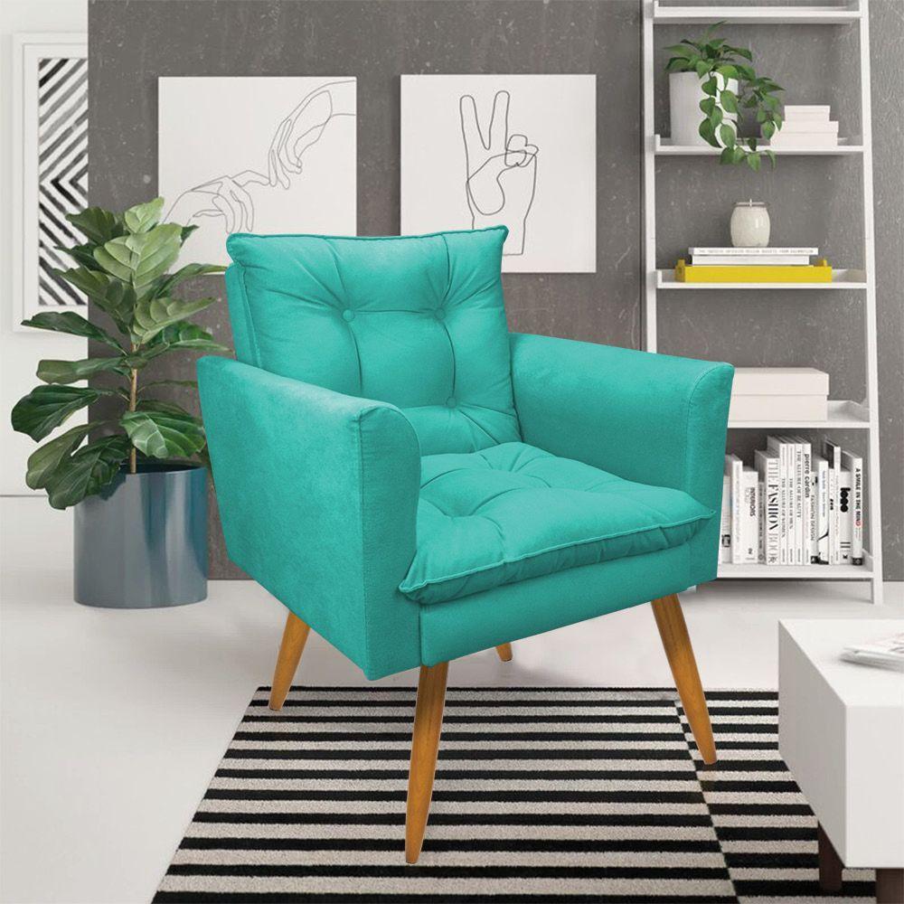 Kit Poltrona Namoradeira 2 Lugares Azul Turquesa