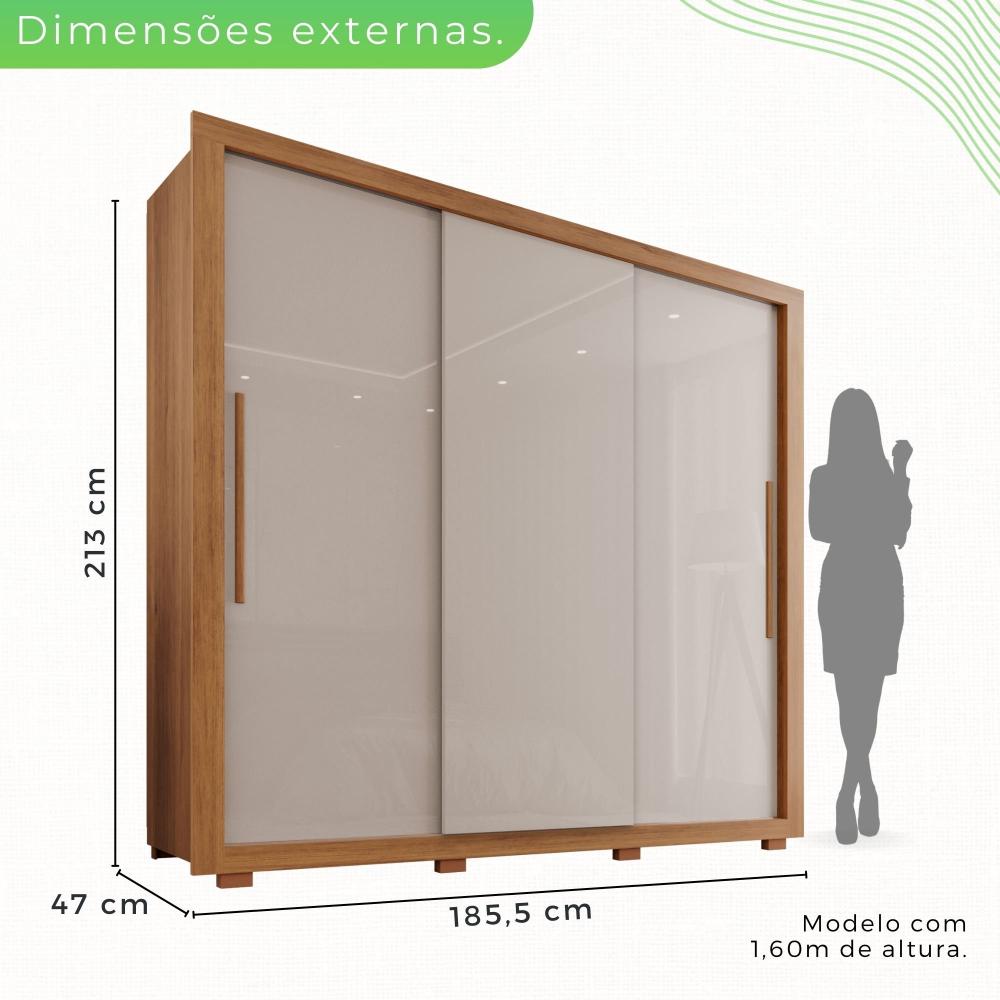 Miniatura Guarda Roupa Casal 3 Portas 4 Gavetas Costa Rica Cinamomo / Off White