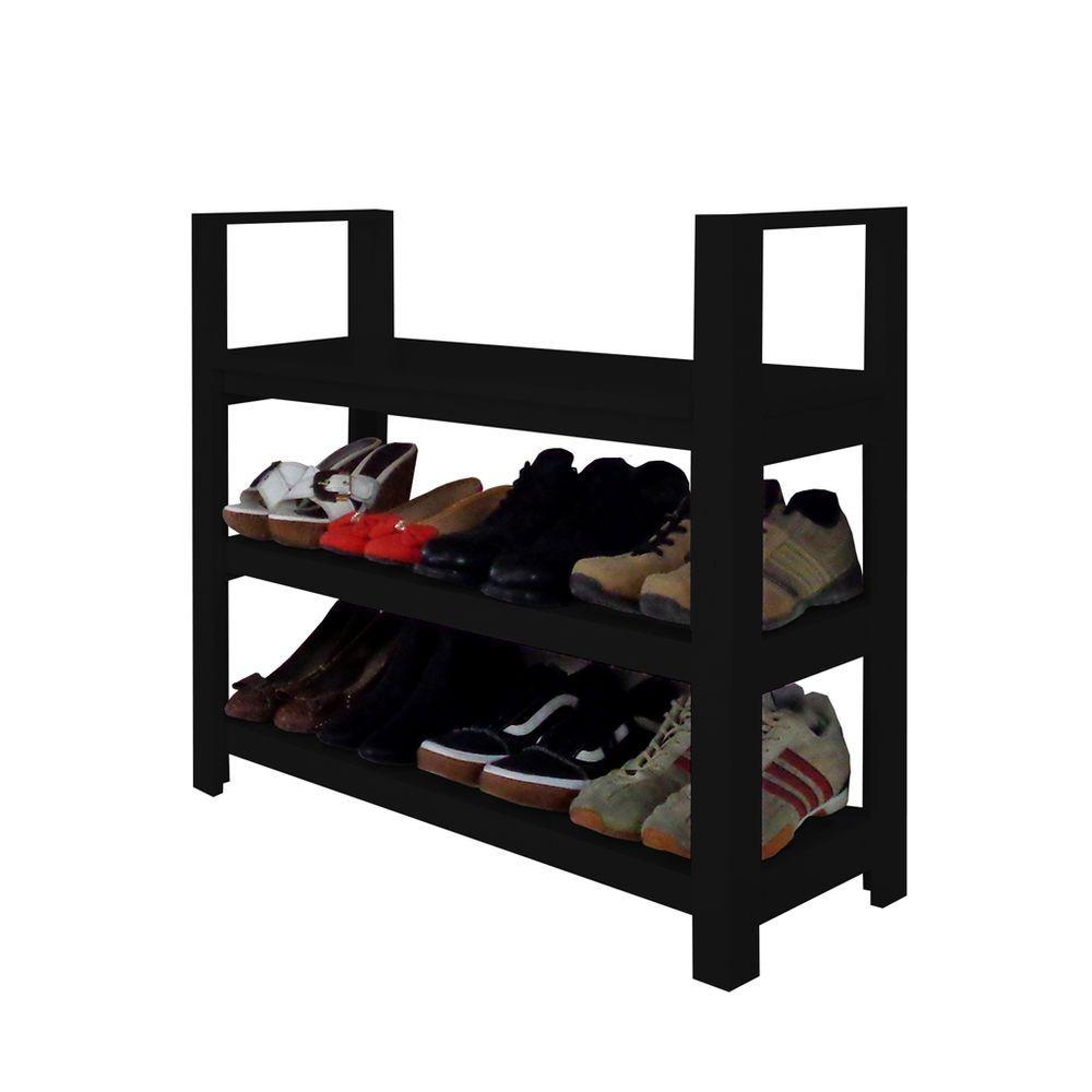 Miniatura Sapateira Banco Com Braço De Piso Para Closets E Quartos 8 Pares Sapatos Preto Laca