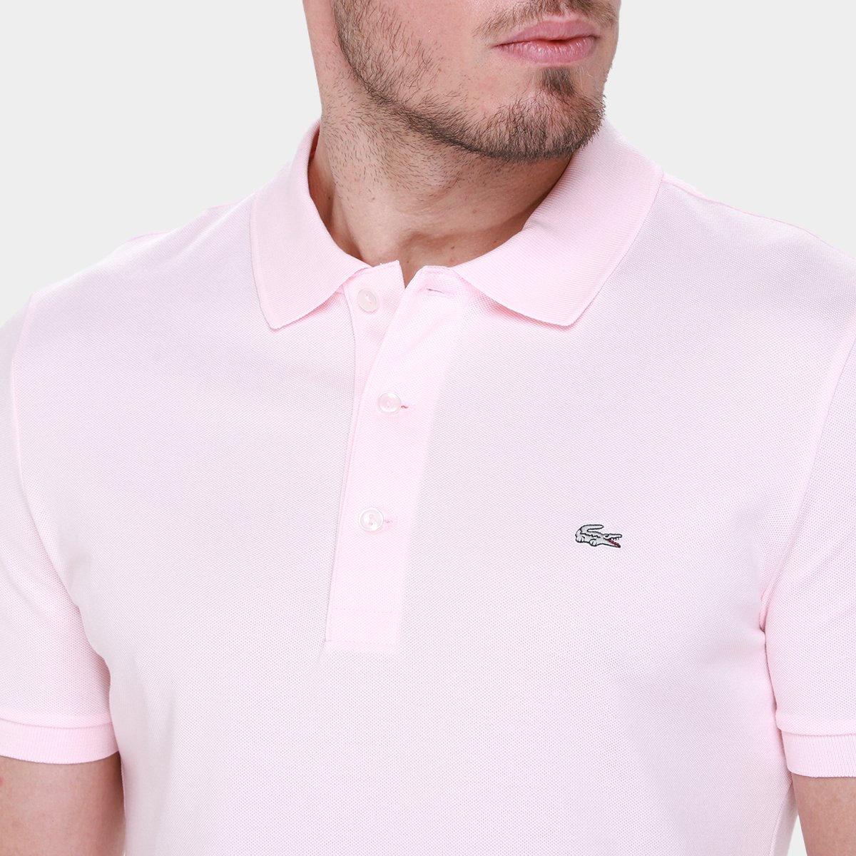 Miniatura Camisa Polo Lacoste Slim Fit Masculina Rosa Claro - G
