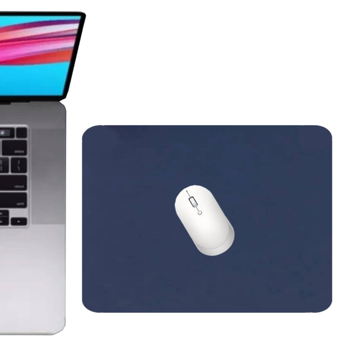 Miniatura Kit 10 Mouse Pad 25X20Cm Couro Eco Impermeável Azul Marinho