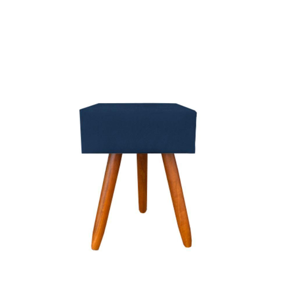 Miniatura Puff Malu Decorativo Pés Palito Suede Azul Marinho