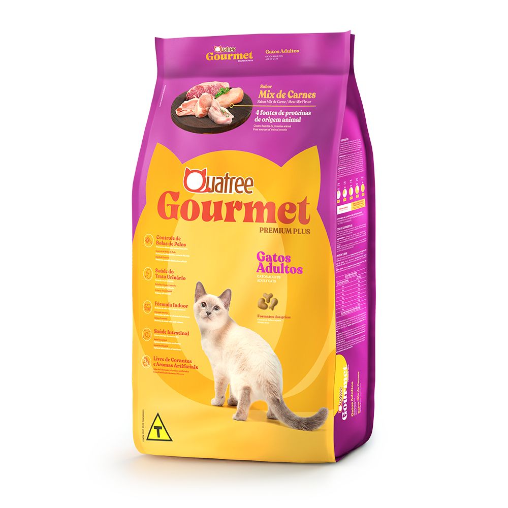 Miniatura Ração Para Gatos Quatree Gourmet Adultos Mix de Carnes 10,1kg