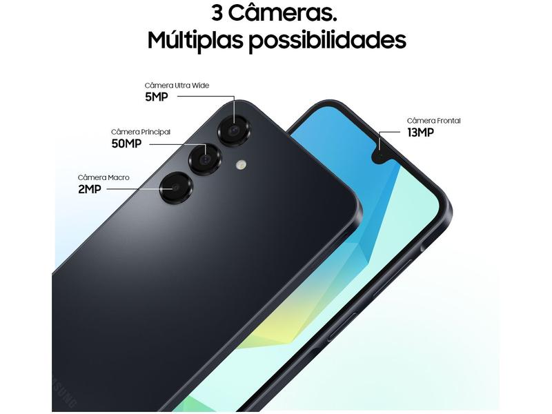 Smartphone Samsung Galaxy A16 128GB Preto 4GB RAM 6,7" FHD+ Câm Tripla de até 50MP + Selfie 13MP Bateria 5000mAh