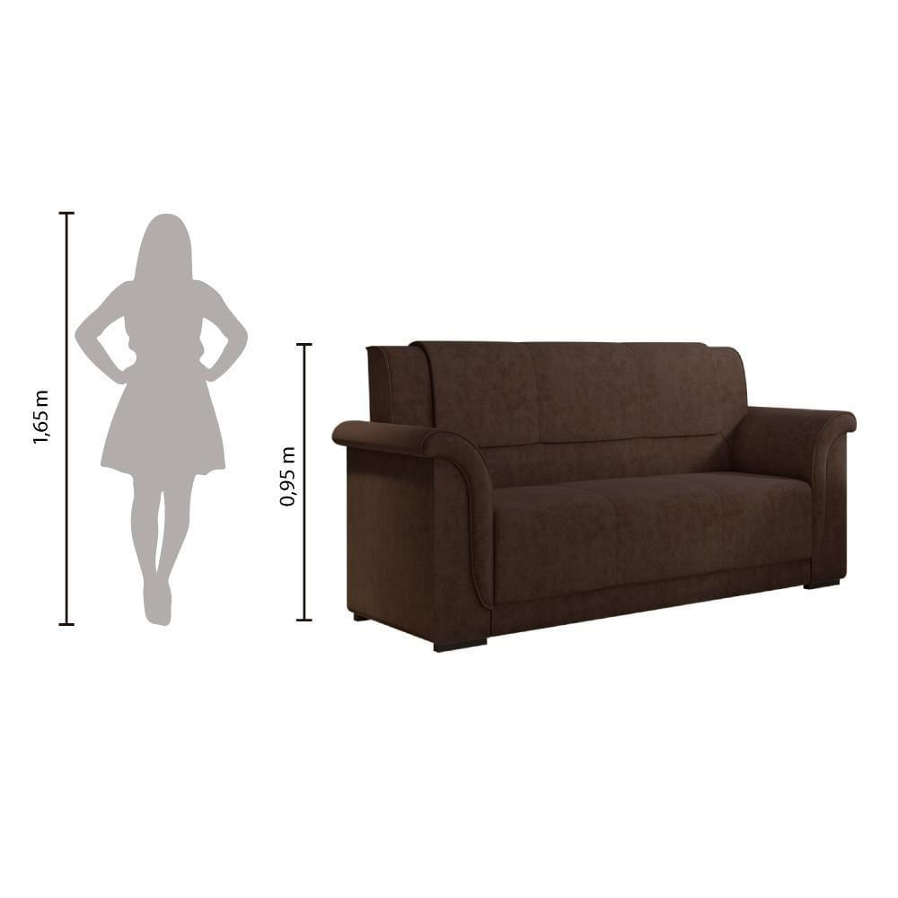 Miniatura Sofá 2 E 3 Lugares Itália Marrom Suede Marrom