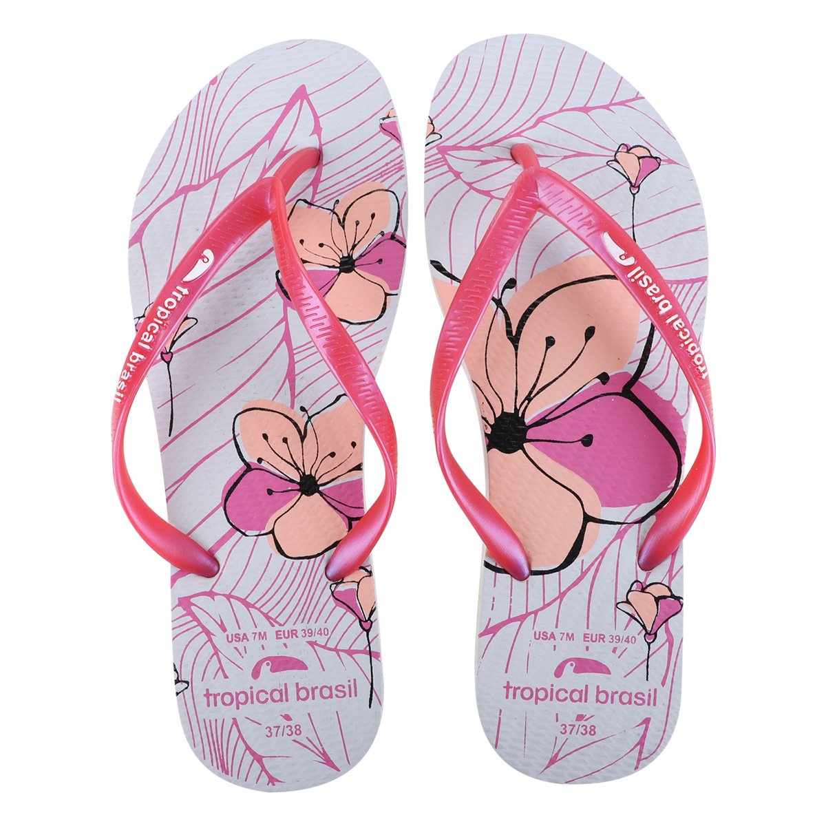 Miniatura Kit Chinelo Tropical Brasil Slim Estampado Feminino Colorido - 33/34