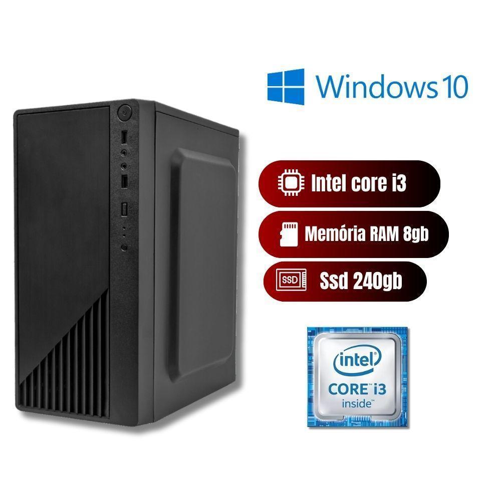 Miniatura Pc Intel Core I3, 8Gb Ram, Ssd 240Gb Pronto Com Win 10 Trial