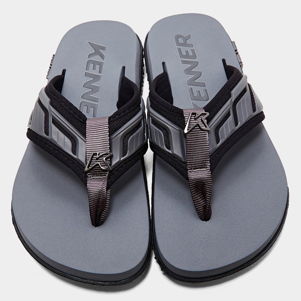 Miniatura Chinelo Kenner Kivah Full Force Masculino Preto+Chumbo - 38