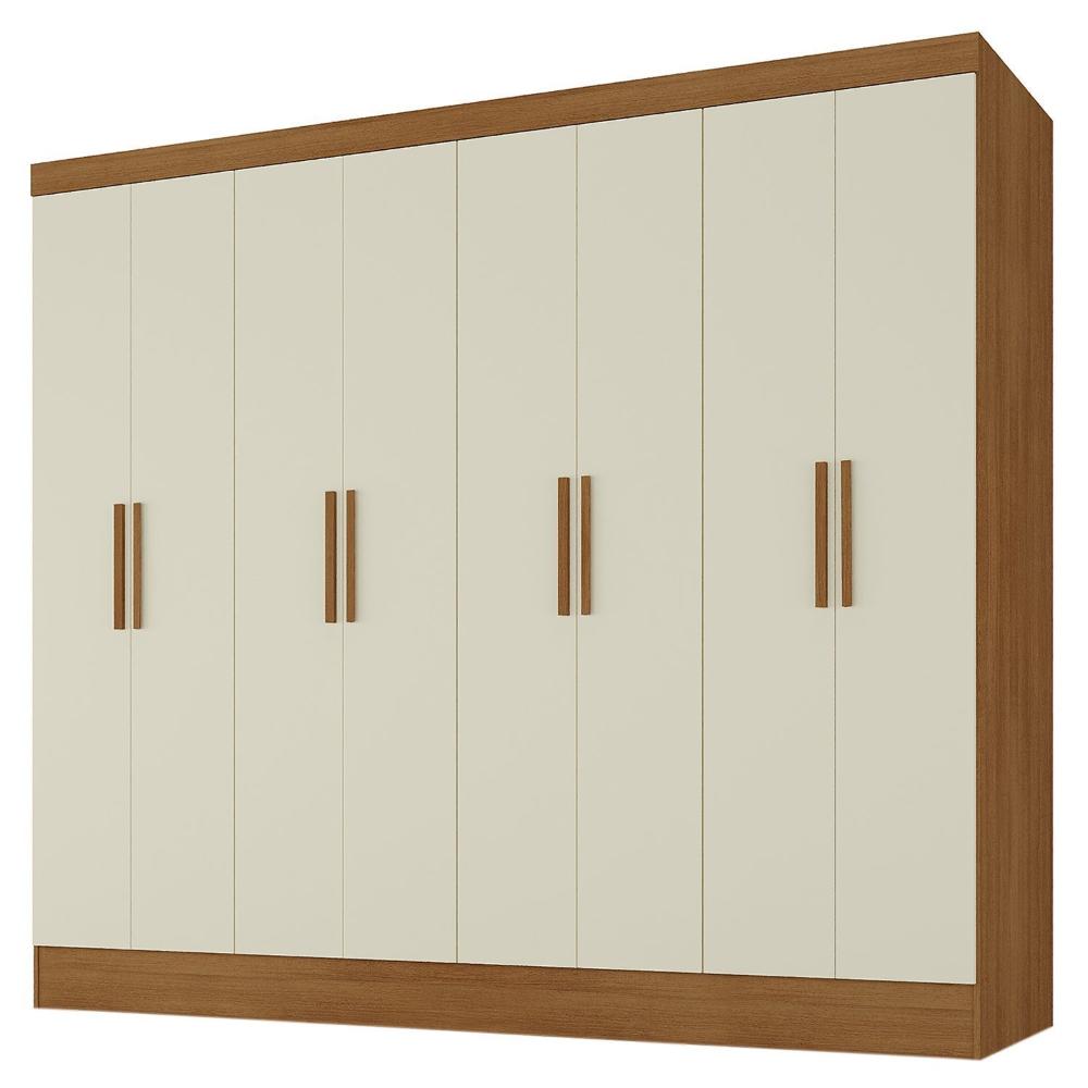 Miniatura Guarda Roupa Casal 8 Portas 4 Gavetas Jatobá Yescasa Cinamomo/Off White