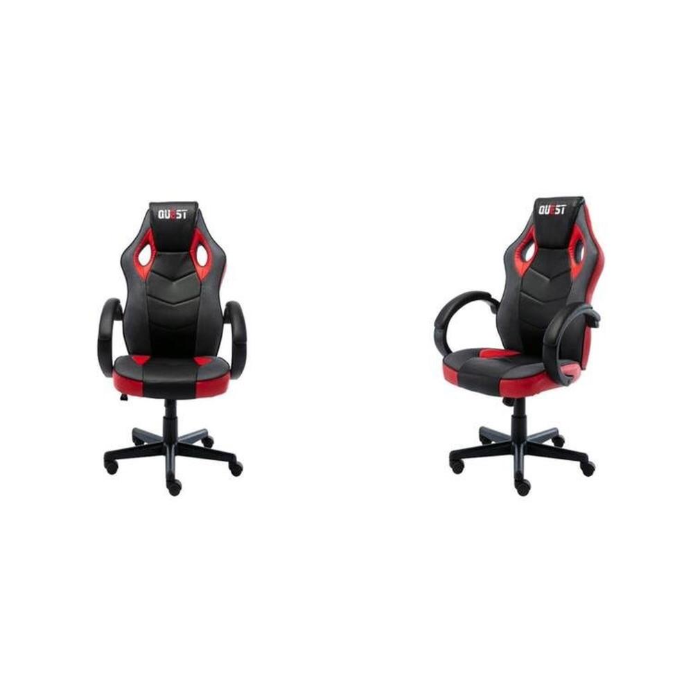Miniatura Kit 2 Cadeiras Gamer Giratória Regulavel Quest Preto/Vermelho