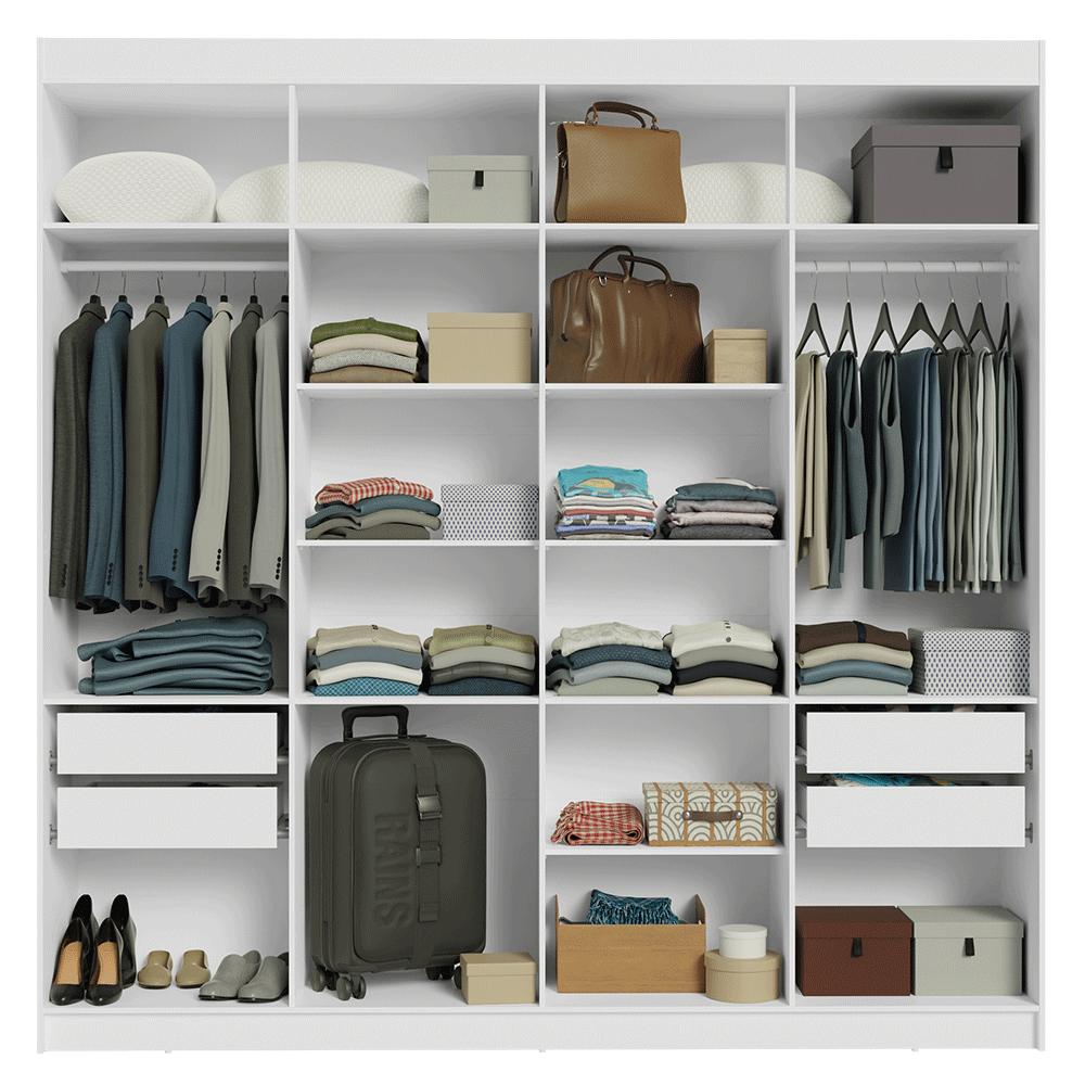 Guarda-Roupa Casal 8 Portas Batentes com Espelho Venus Madesa B Branco/Branco/Preto