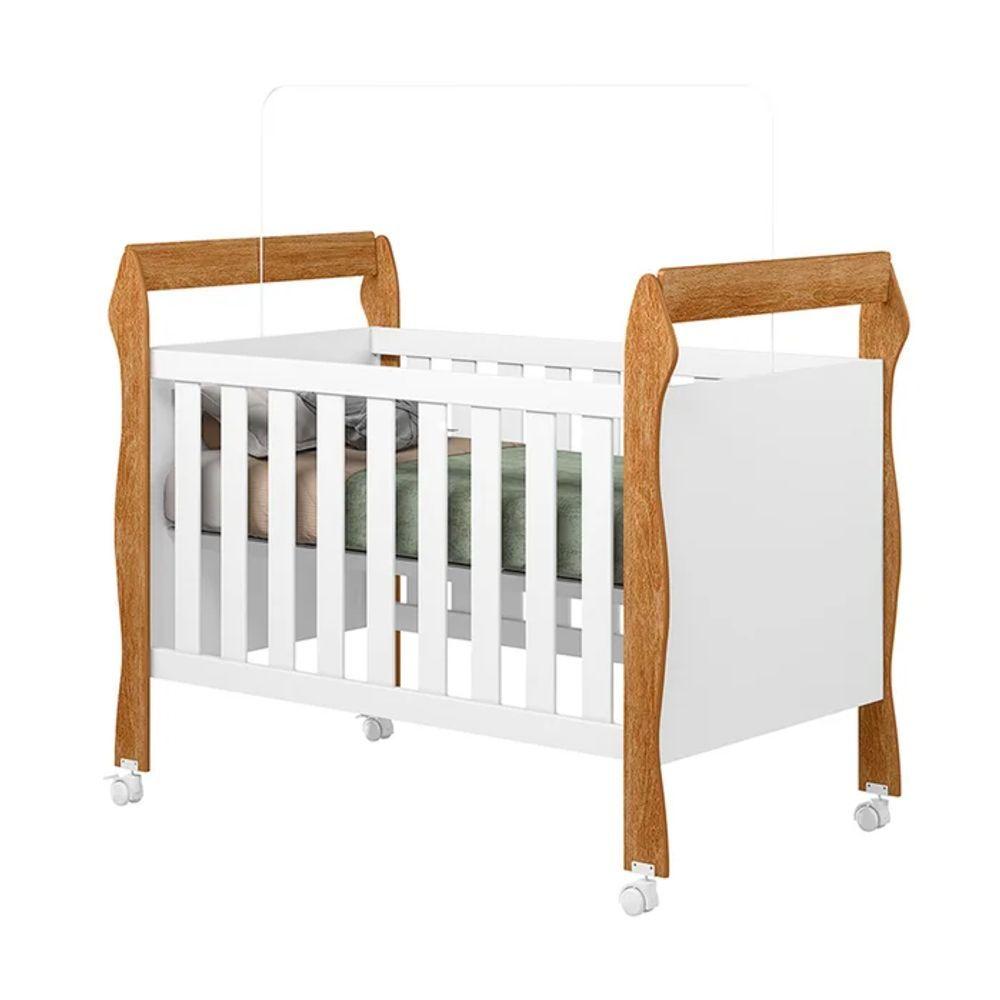 Miniatura Berço Minicama Soninho C/ Colchão - Tigus Baby Cor: Branco/madeirado