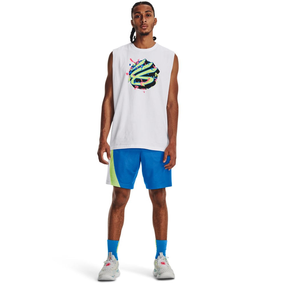 Miniatura Bermuda de Basquete Masculina Under Armour Curry Splash 9 Azul - G