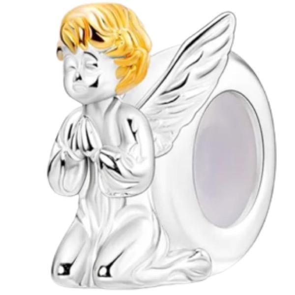 Miniatura Berloque Anjo Orando Joia Prata 925 Separador Céu Anjinho