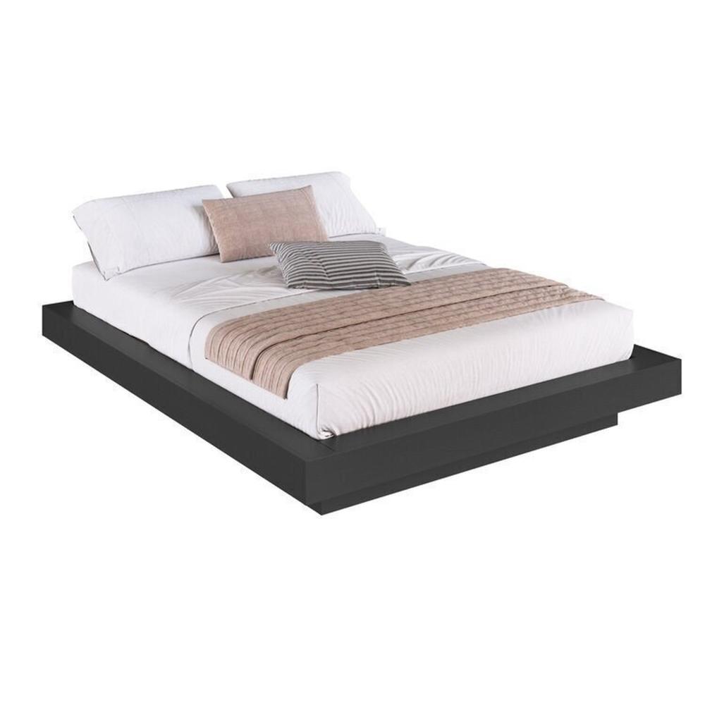 Miniatura Cama Casal Queen Suspensa, Cabeceira e Mesas de Apoio 140/160 Zurique Grafite