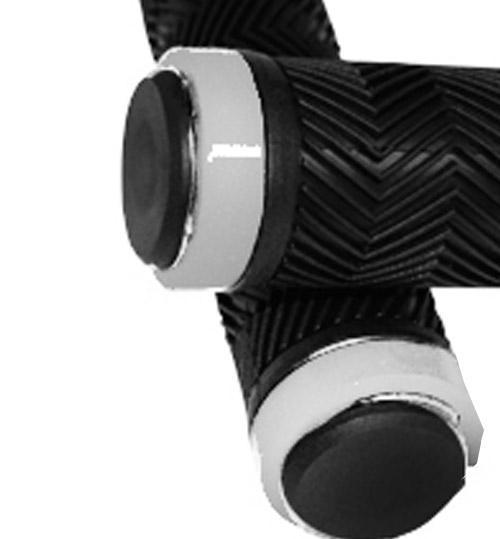 Miniatura Manopla Mtb Gts Liso Anel Trava Alumínio Preto Com Branco
