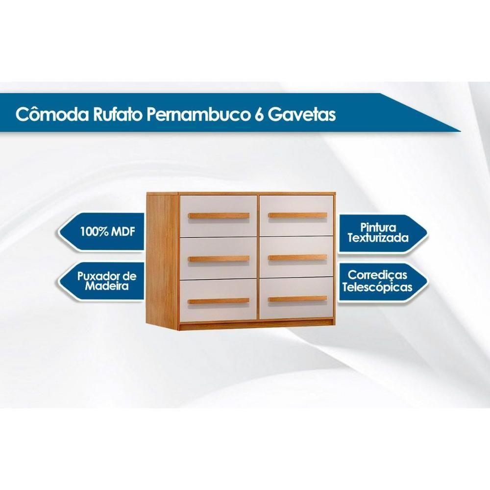 Miniatura Cômoda Solteiro Pernambuco 6 Gavetas Imbuia/off White - Rufato