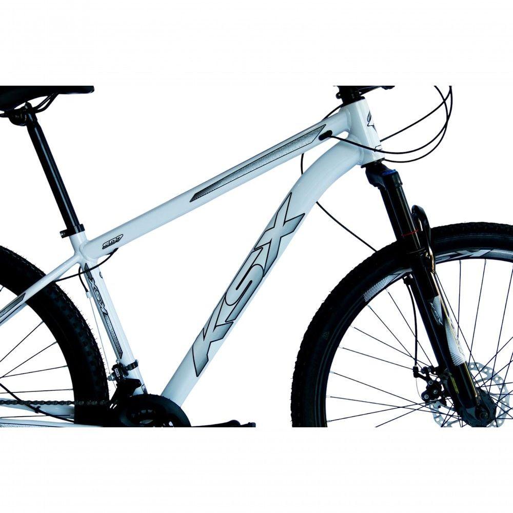 Miniatura Bicicleta Aro 29 Ksx Sd7 21v Cabos Internos Alumínio Freios A Disco Garfo Suspensão Branco Prata Tamanho 17