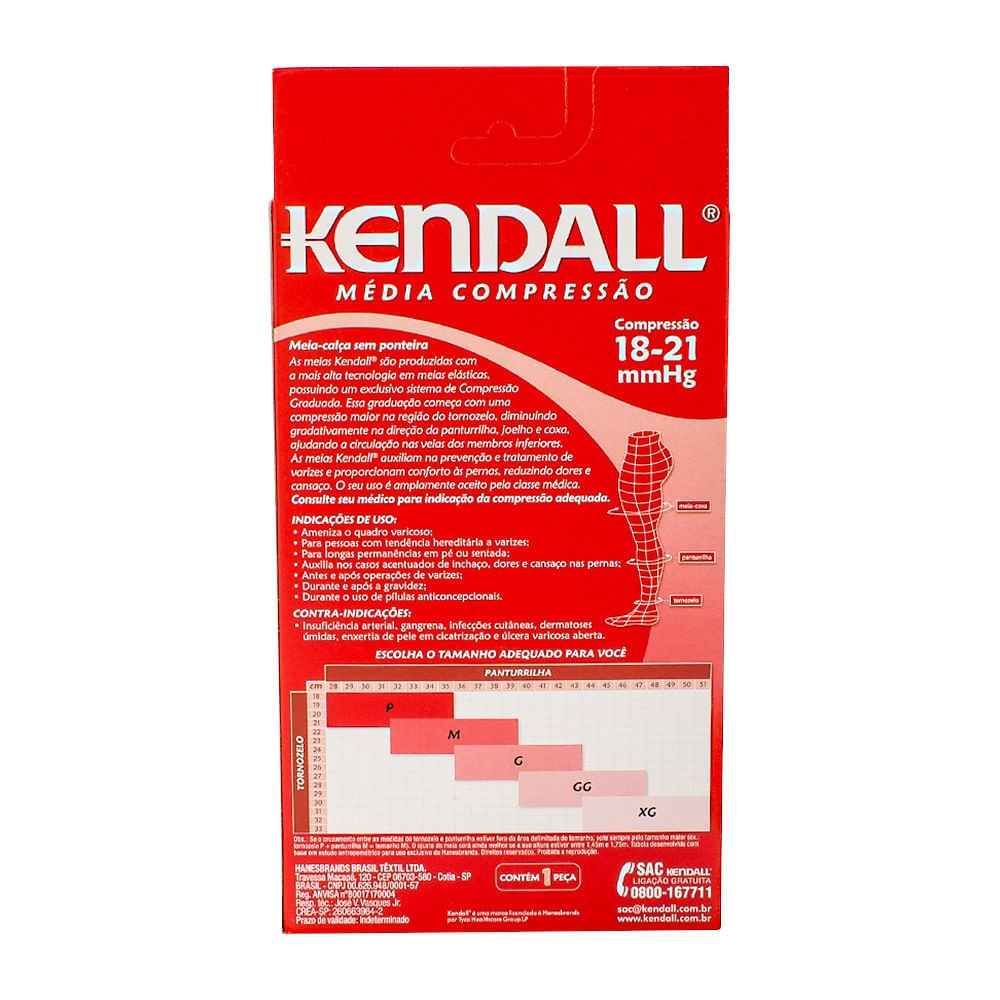 Miniatura Meia Calça Kendall Feminina Média Compressão (18-21mmHg) Ponteira Aberta Tamanho M Cor Mel