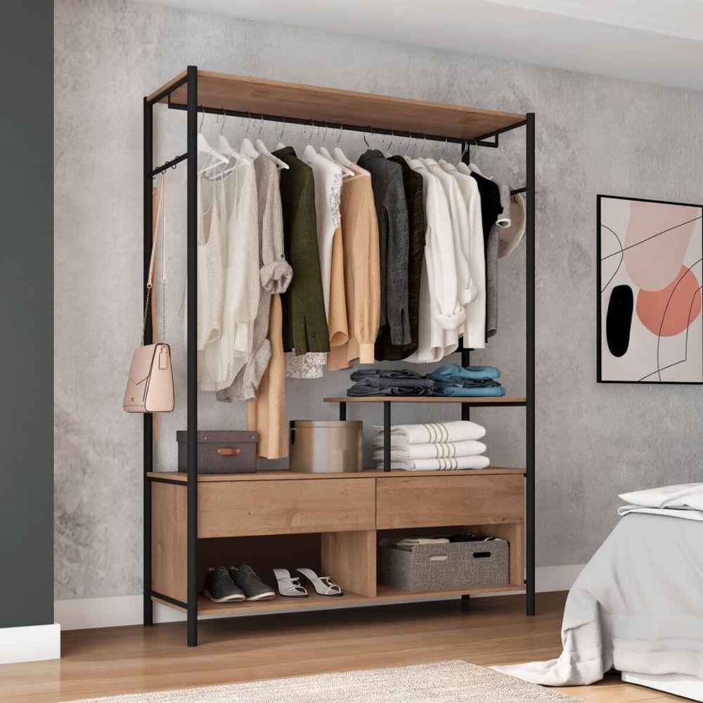 Miniatura Guarda Roupa Alexis 2 Gavetas Preto Fosco E Demolição