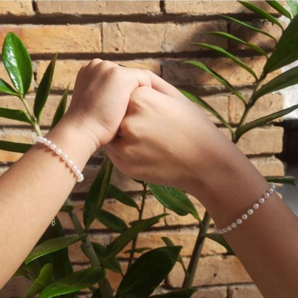 Miniatura Kit Pulseira Tal Mãe E Tal Filha Perola Banhado A Ouro