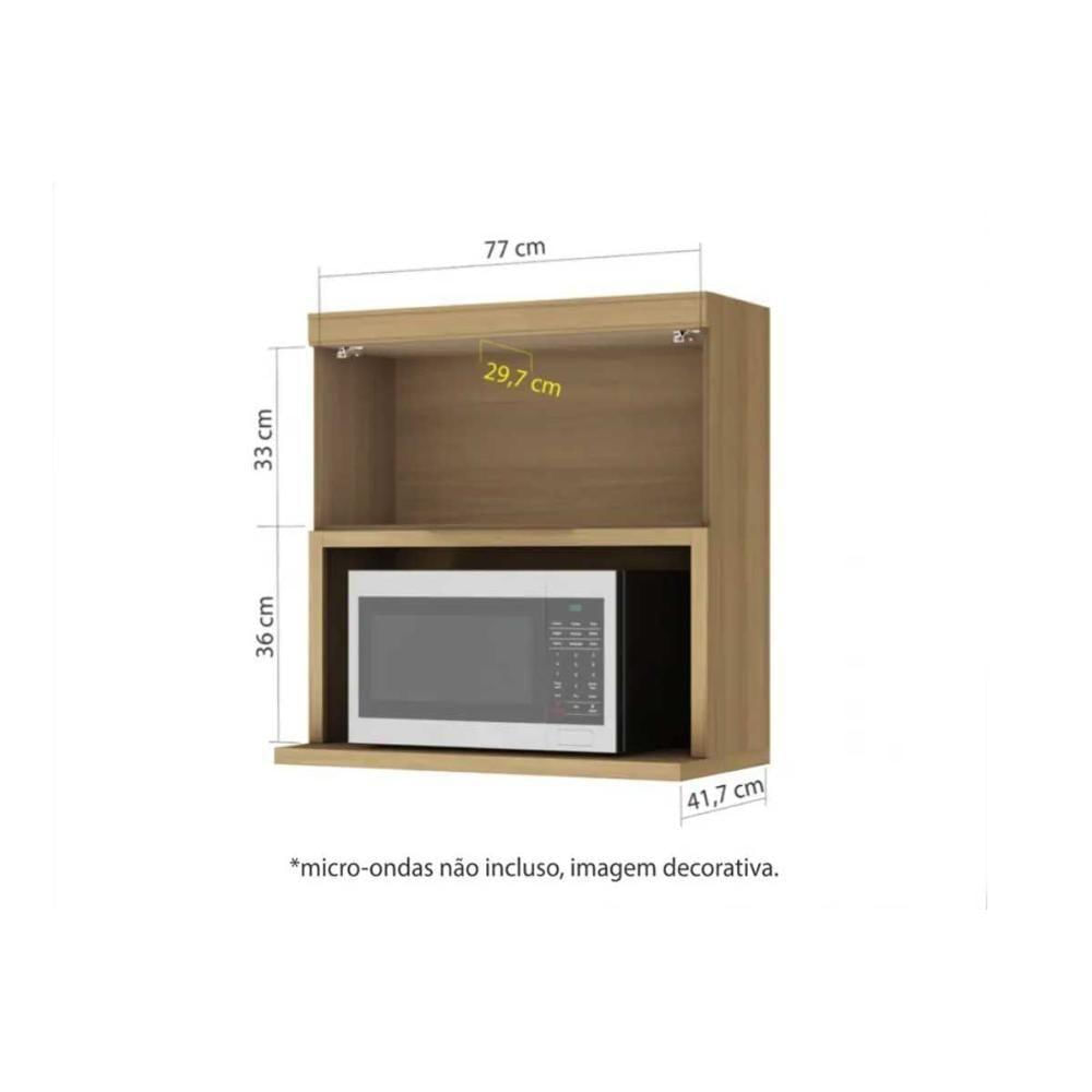 Miniatura Armário Aéreo Para Cozinha Marquesa Com 1 Porta Basculante E Nicho Microondas 80cm Nature