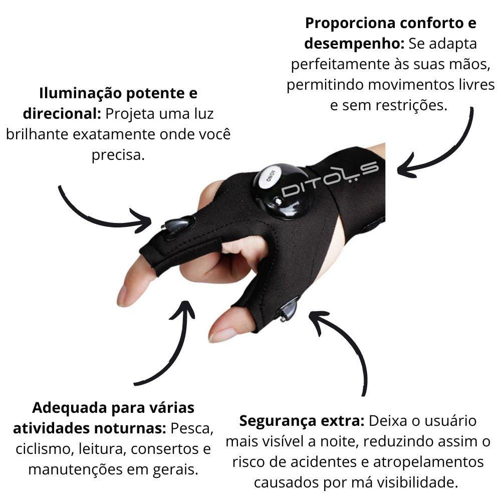Miniatura Luva Com Led Luvas Com Lanterna Luzes 2 Dedos Para Pesca Ler