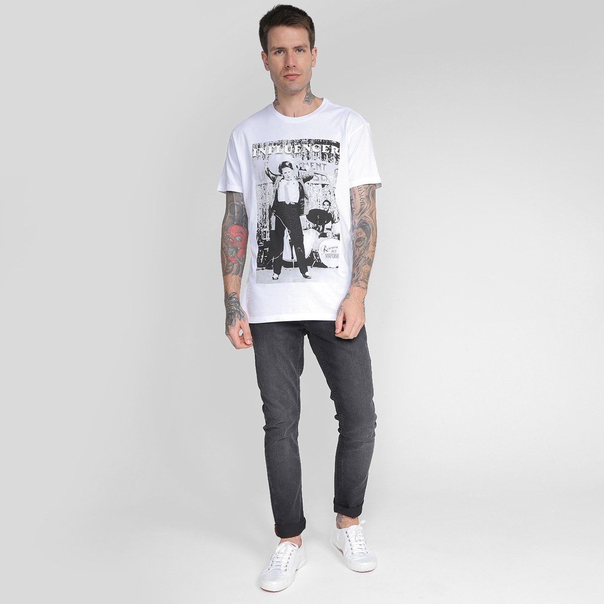 Miniatura Camiseta Reserva Influencer Guitarra Masculina Branco - M