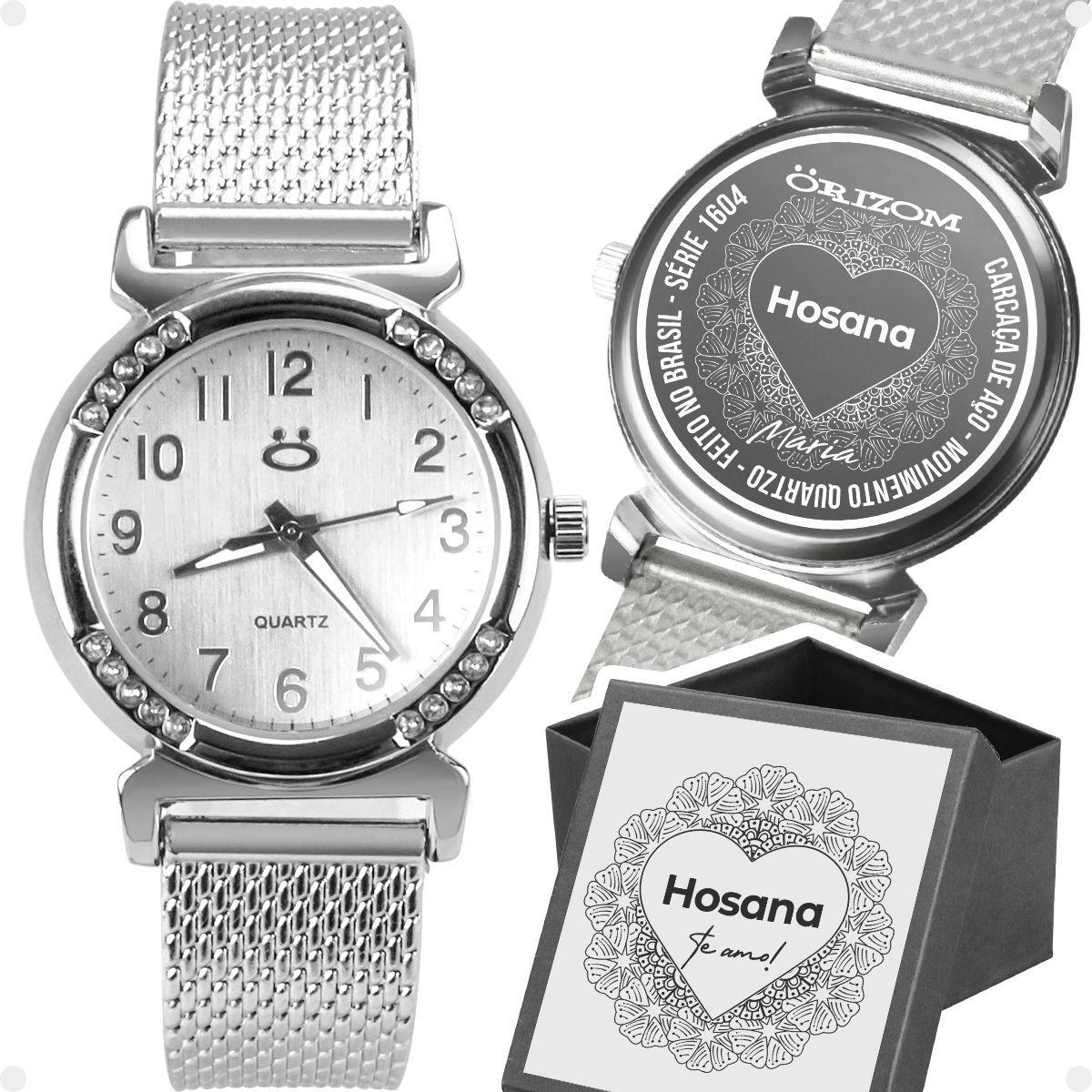 Miniatura Relogio Feminino Prata Aço Inoxidável Silicone Caixa Social