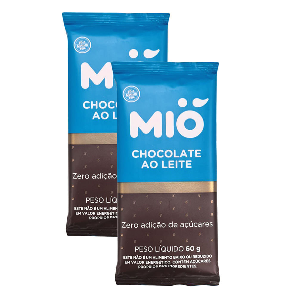 Miniatura Chocolate Mió ao Leite Zero 60g | Kit com duas unidades