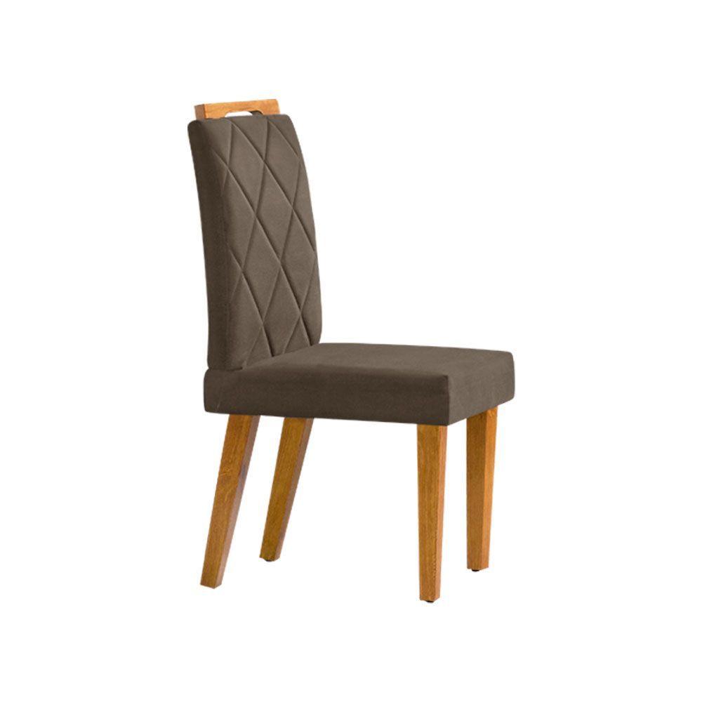 Miniatura Kit 4 Cadeiras De Jantar Desmontável Pés Em Madeira Maciça Diana 45cm X 100cm Suede Marrom - Cor: Marrom