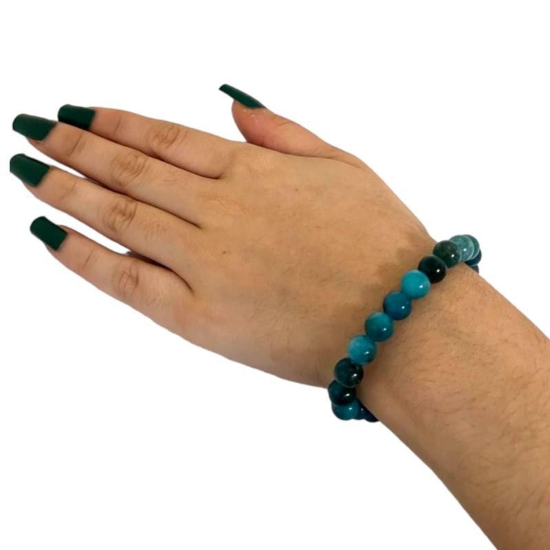 Miniatura Pulseira Pedra Natural Apatita Azul 8Mm Evolução Espiritual