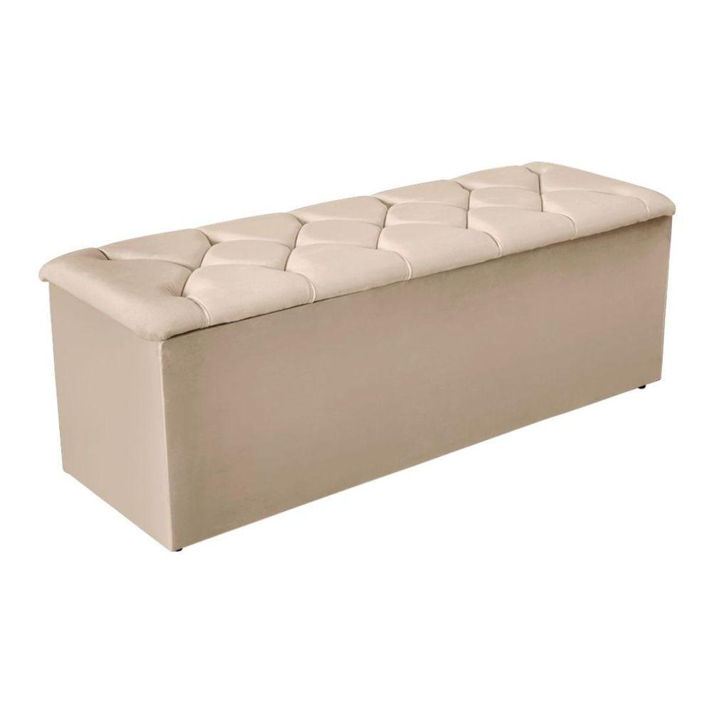 Miniatura Calçadeira Baú Recamier 195 Cm Diana Veludo Bege