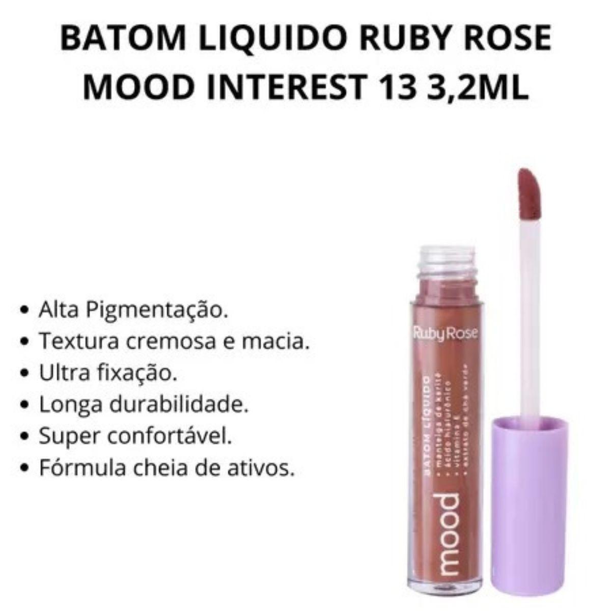 Miniatura Batom Líquido Marrom Interest Gloss Labial Matte Ruby Rose