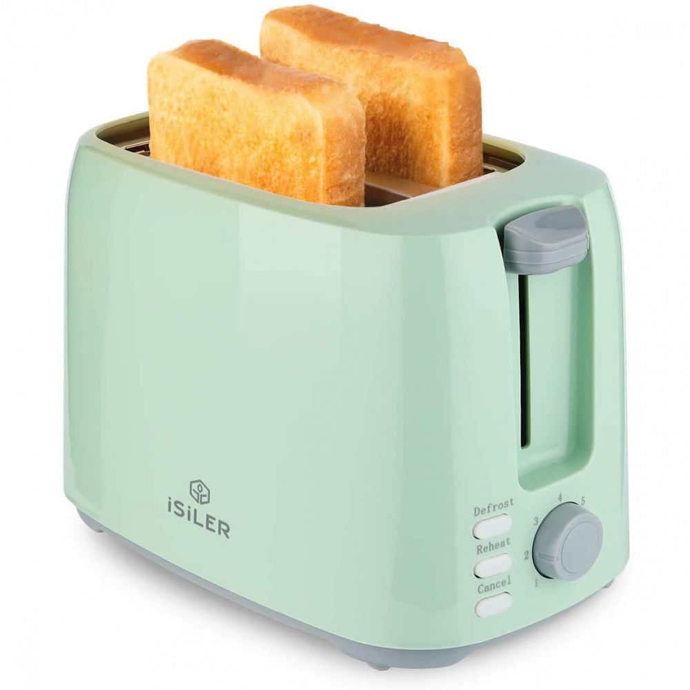Miniatura iSiLER 2 Slice Toaster 13 Inches Wide Slot Toaster with 7 Shade Settings and Double Side Baking Compact Bread Toaster with Removable Crumb TrayDefrost Reheat Cancel Function Green