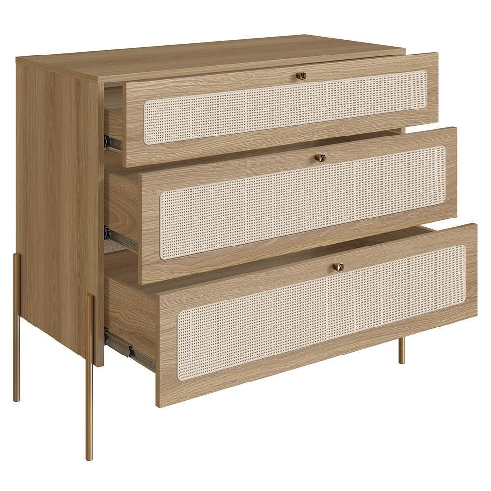 Miniatura Cômoda Para Quarto 3 Gavetas Pé Metal Arlo A10 Hanover Dourado - Mpozenato