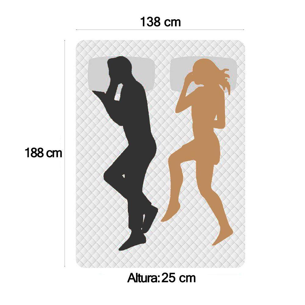 Miniatura Cama Box Baú Casal Sintético Cremil + Colchão Molas Ensacadas Airprime 138cm Preto - Suporta Até 120kg Por Pessoa