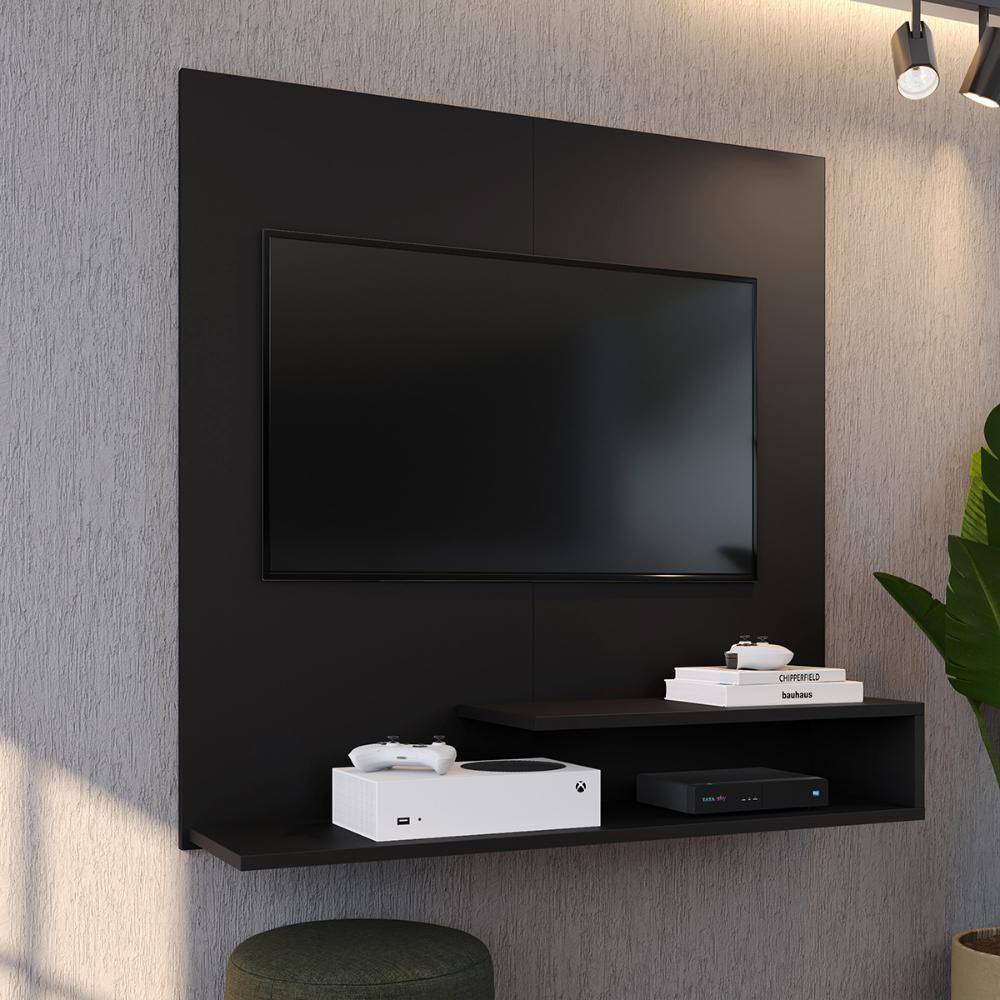 Miniatura Estante Painel Parede Smart New TV 32 Polegadas Prateleiras Decorativas Sala Quarto Pequeno Retrô – Preto - RPM