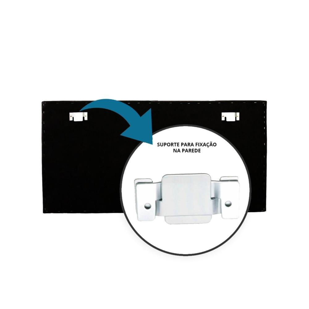 Cabeceira Casal Estofada para Cama Box com Tachas 140x60cm Reta Luxo Dupla Cinza/Fumê