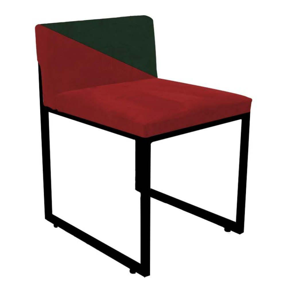 Miniatura Cadeira Lee Duo Sala De Jantar Ferro Preto Suede Vermelho E Verde Musgo - Amey Decor
