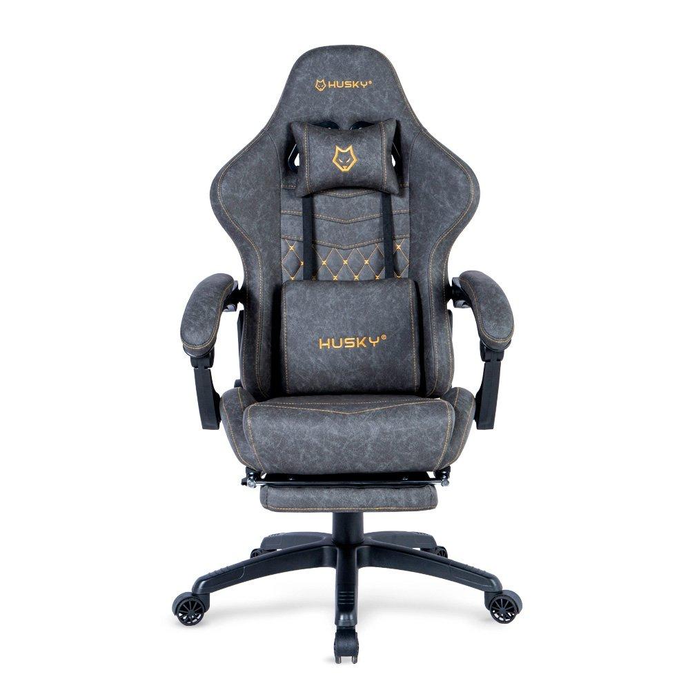 Cadeira Gamer Husky Tempest 700, Até 145kg, Almofadas, Reclinável 150º, PU, Descanso para Pés, Cinza - HCG700CZ