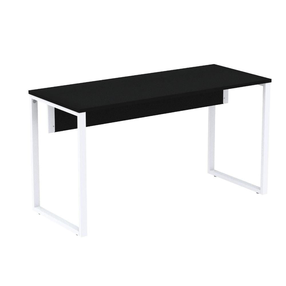Miniatura Mesa Escritório P25 Tub Pandin 150 Cm (larg) Tampo Mdp Preto Pé Aço Tubular Branco