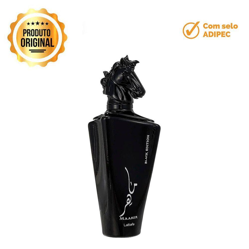 Miniatura Perfume Maahir Black Lattafa Eau De Parfum Unissex 100ml