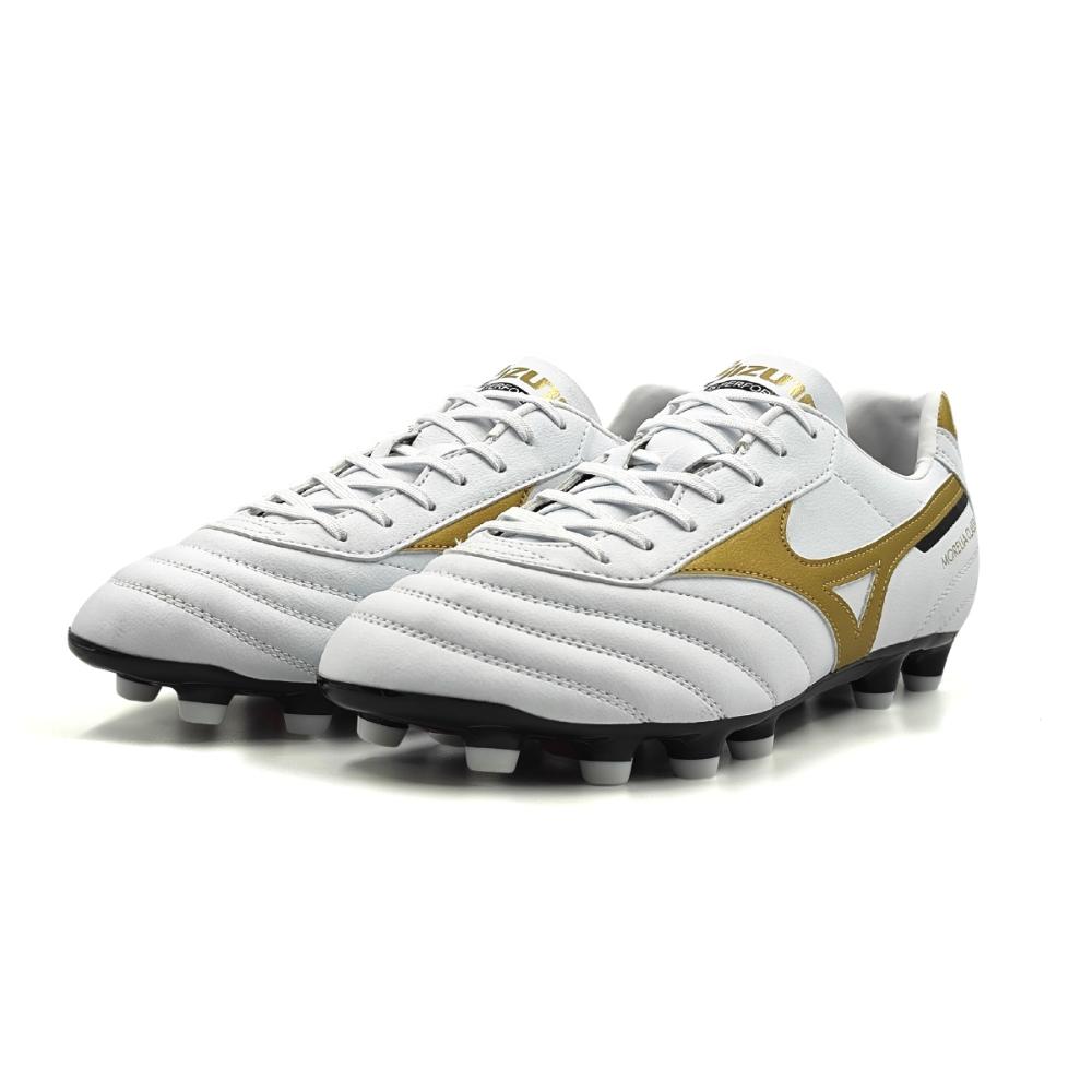 Miniatura Chuteira Mizuno Morelia Classic MD Campo BRANCO/DOURADO - 39