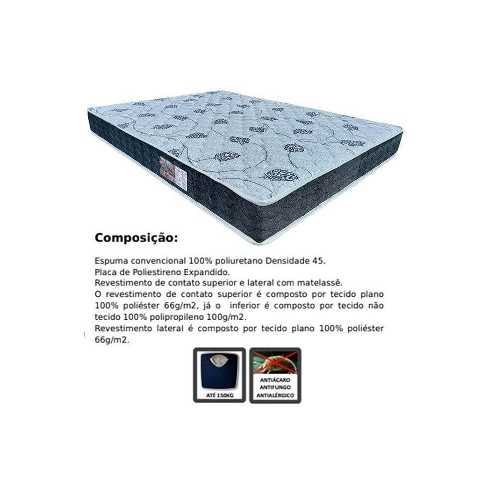 Miniatura Cama Box Baú Queen: Colchão Ortopédico Orthoflex D45 - Ep Cecina + Base Crc Suede Black(158x198)