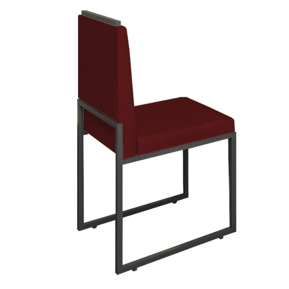 Miniatura Cadeira Sala Jantar Barcelona – Base Metal Preto – Veludo Cor:bordo
