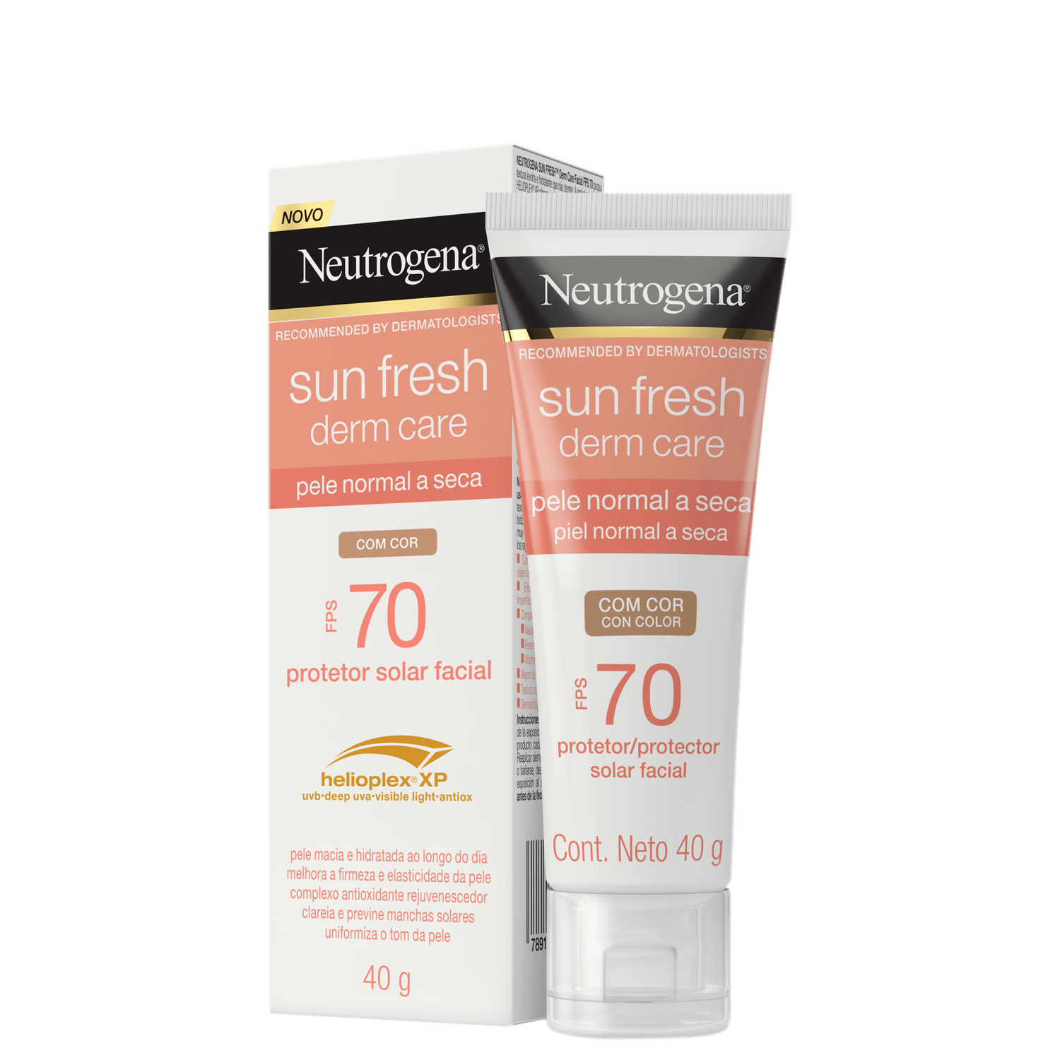 Miniatura Protetor Solar Facial Neutrogena Sun Fresh Derm Care com Cor